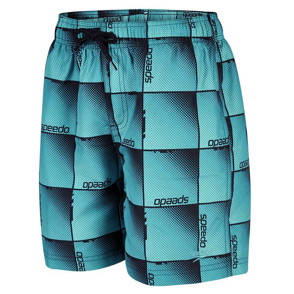 Speedo Boombastic Printed Leisure 15´´ Simshorts male, Black / bali blue / aquarium, 10-11Y