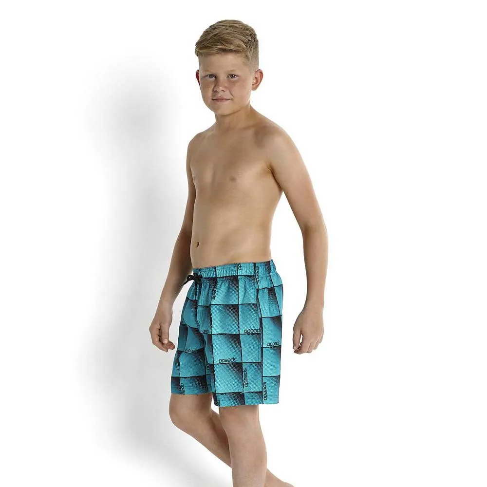 Speedo Boombastic Printed Leisure 15´´ Simshorts male, Black / bali blue / aquarium, 10-11Y