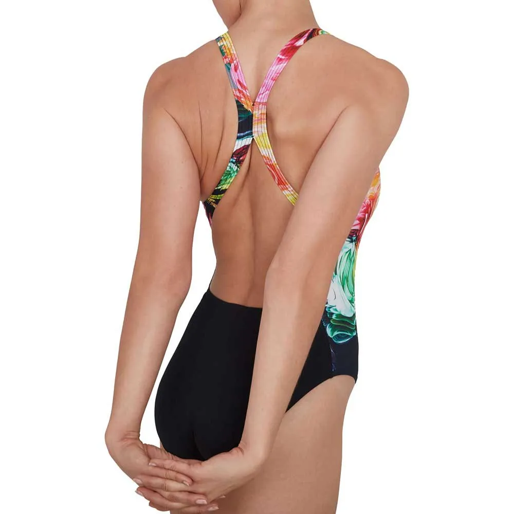 Speedo Colourblend Placement Digital Powerback Baddräkt female, Black / mango / lava red / white / jade Speedo Colourblend Placement Digital Powerback Baddräkt female, Black / mango / lava red / white / jade