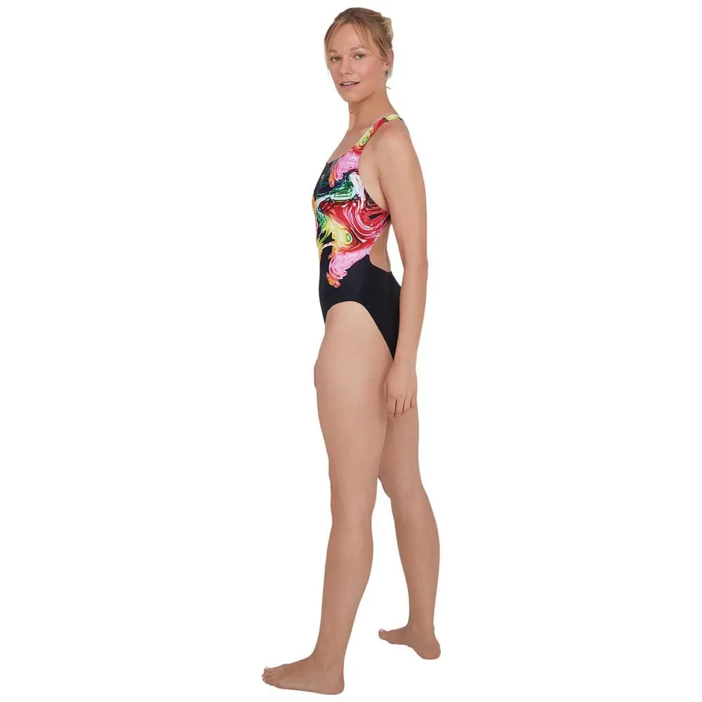 Speedo Colourblend Placement Digital Powerback Baddräkt female, Black / mango / lava red / white / jade Speedo Colourblend Placement Digital Powerback Baddräkt female, Black / mango / lava red / white / jade