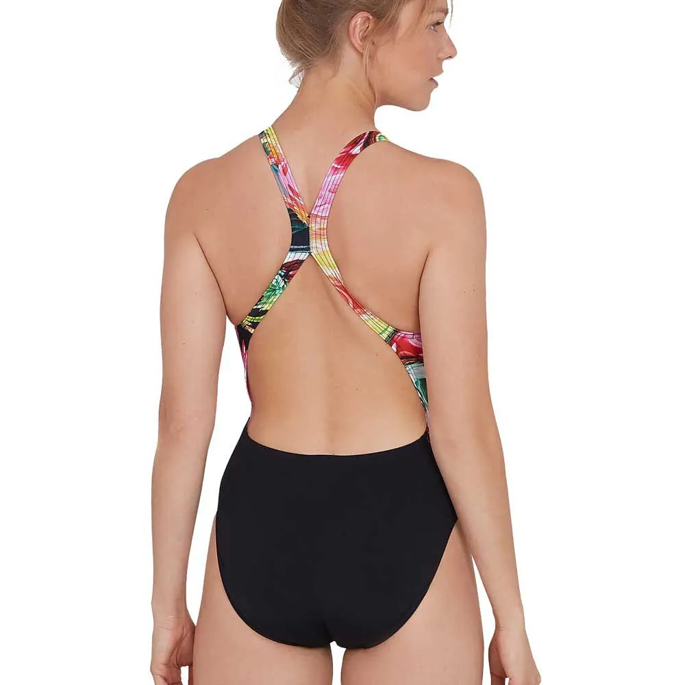 Speedo Colourblend Placement Digital Powerback Baddräkt female, Black / mango / lava red / white / jade Speedo Colourblend Placement Digital Powerback Baddräkt female, Black / mango / lava red / white / jade