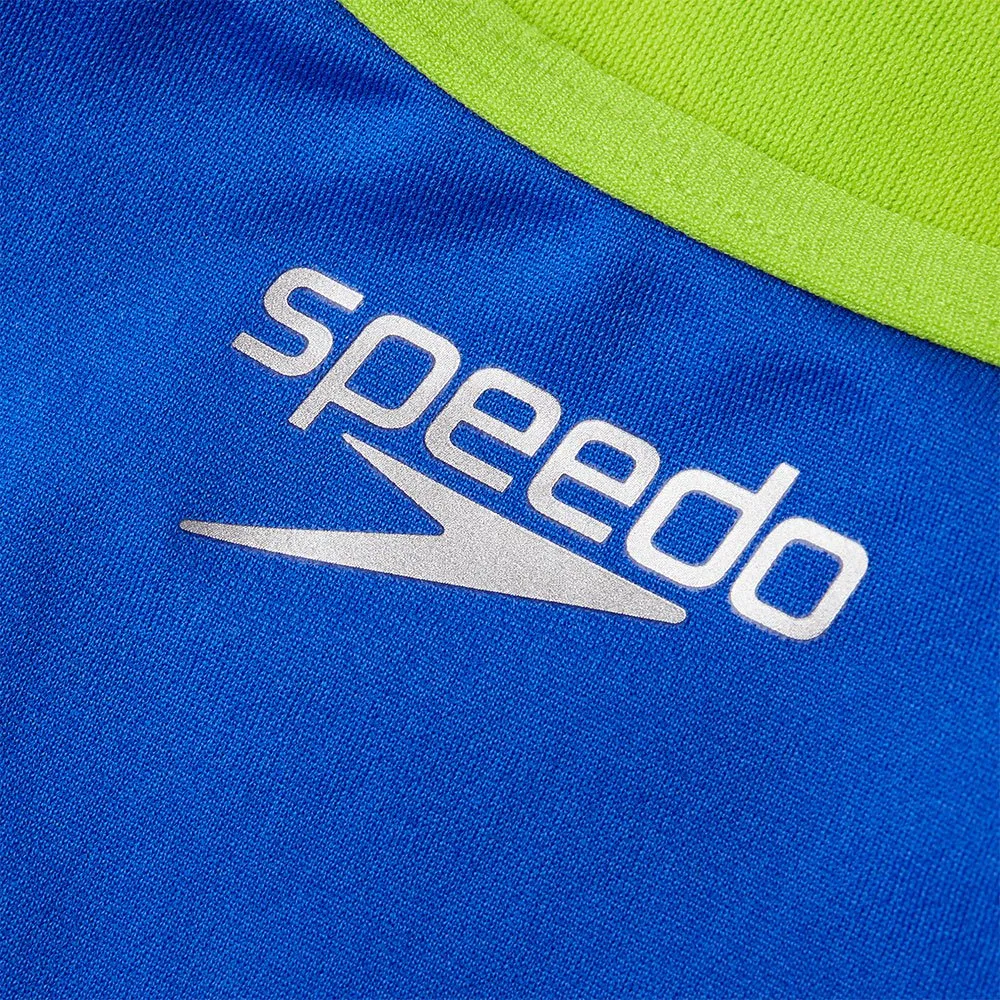 Speedo Comic Chaos V-back Endurance+ Baddräkt female, Blue flame / atomic lime / salso / white, 11-12Y