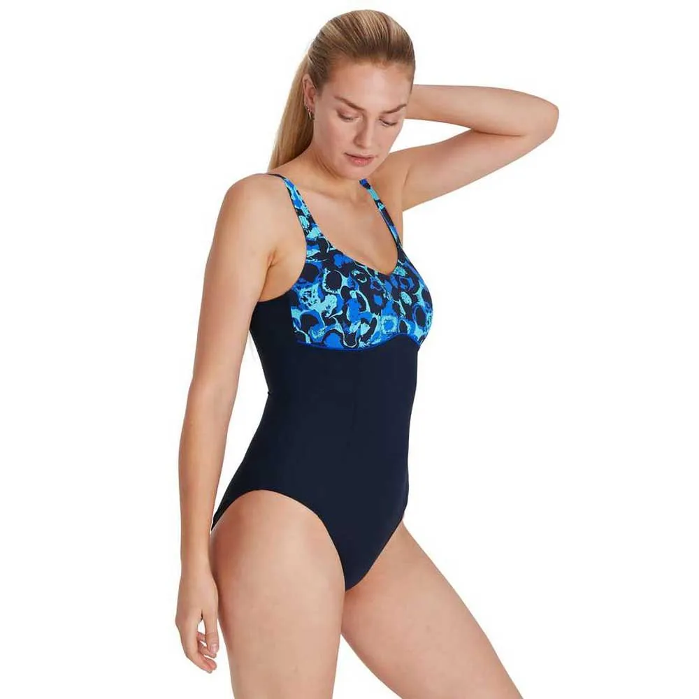 Speedo Contourlustre Shaping Baddräkt female, True navy / blue flame / light adriatic