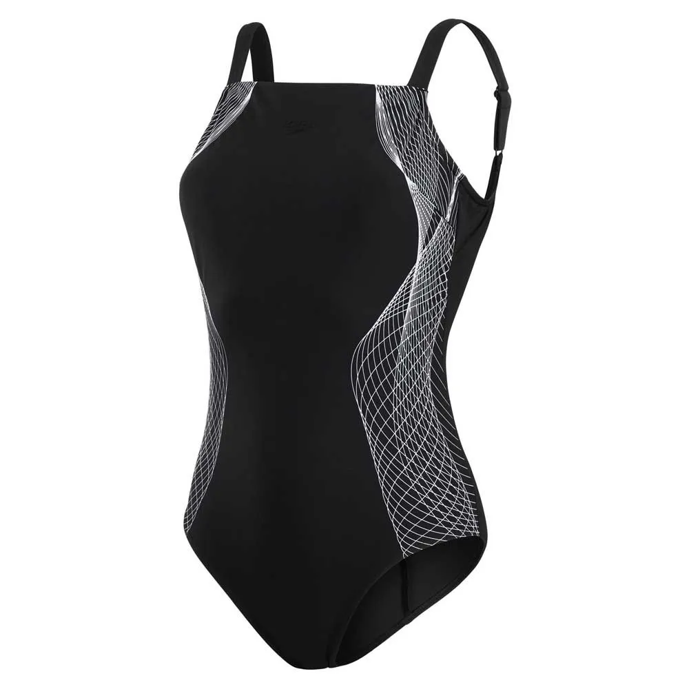 Speedo Crystallux Printed Shaping Shape Comprex Baddräkt female, Black / white