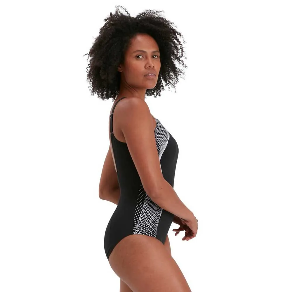 Speedo Crystallux Printed Shaping Shape Comprex Baddräkt female, Black / white