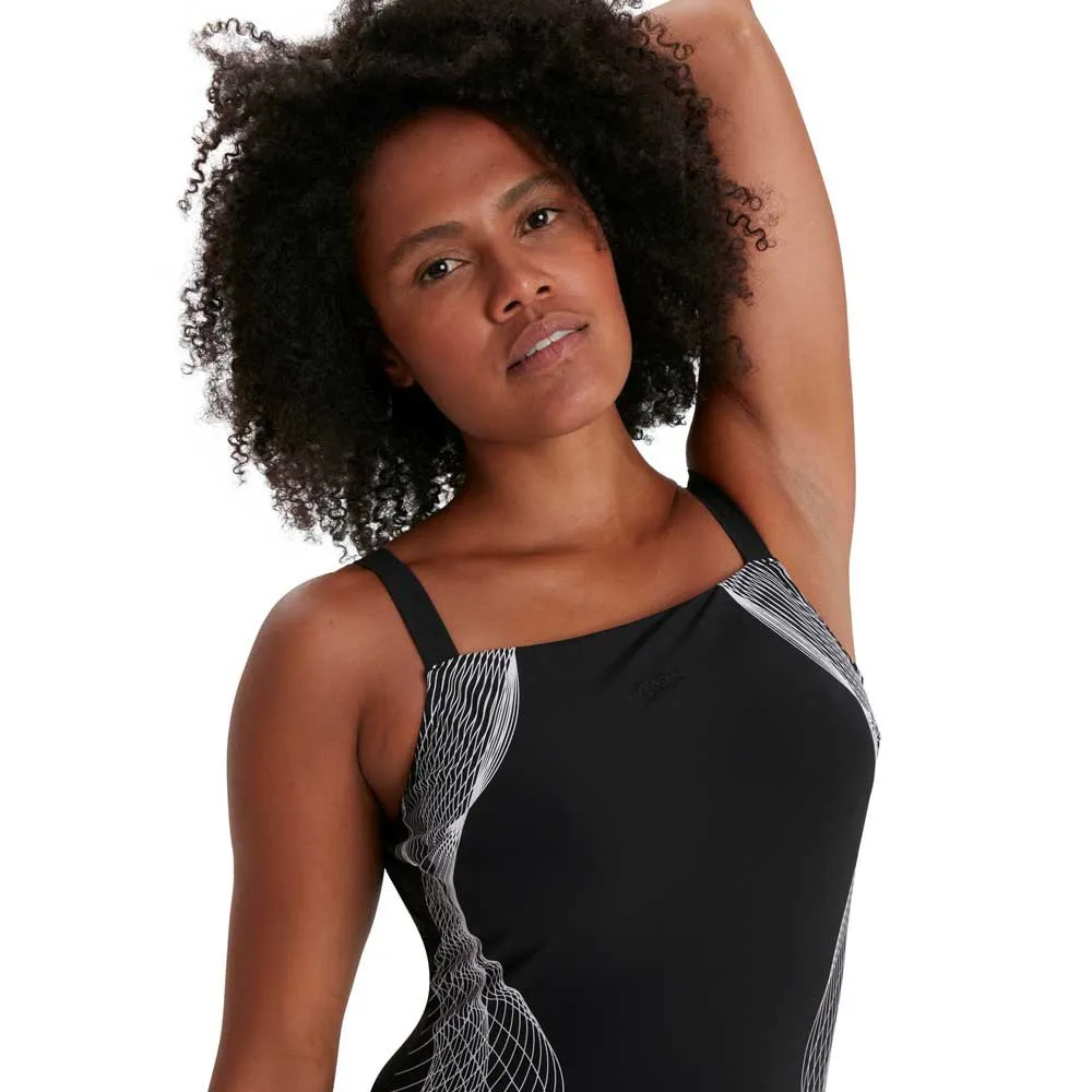 Speedo Crystallux Printed Shaping Shape Comprex Baddräkt female, Black / white