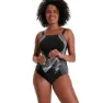Speedo Crystallux Printed Shaping Shape Comprex Baddräkt female, Black / white