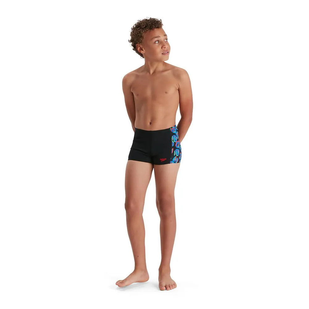 Speedo Digi Allover Panel Badbyxor Boxer male, Black / lava red / neon absinthe / lapis blue / blue flame, 5-6Y