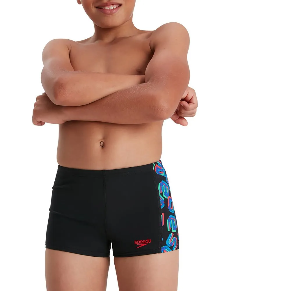 Speedo Digi Allover Panel Badbyxor Boxer male, Black / lava red / neon absinthe / lapis blue / blue flame, 5-6Y