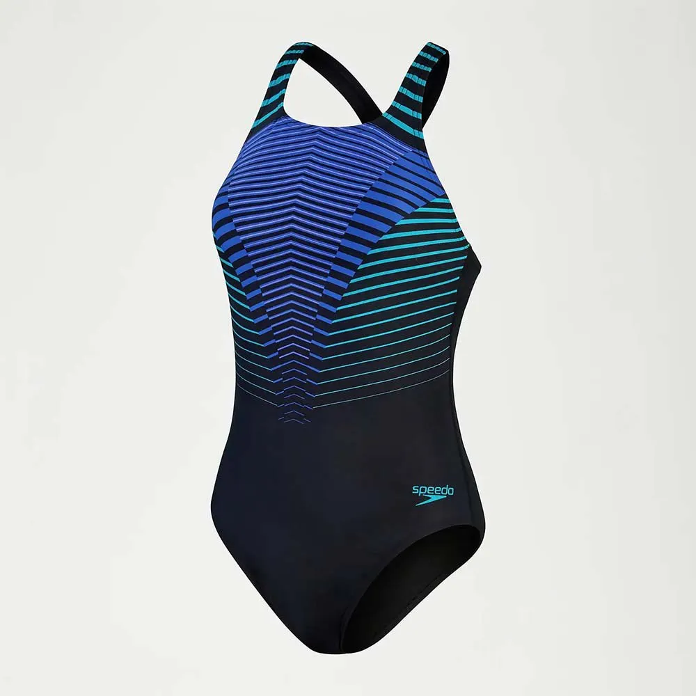 Speedo Digital Placement Medalist Baddräkt female, Black / chroma blue / aquarium / miami lilac