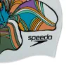 Speedo Digital Printed Badmössa unisex, Fern green / fluo arctic / neon violet