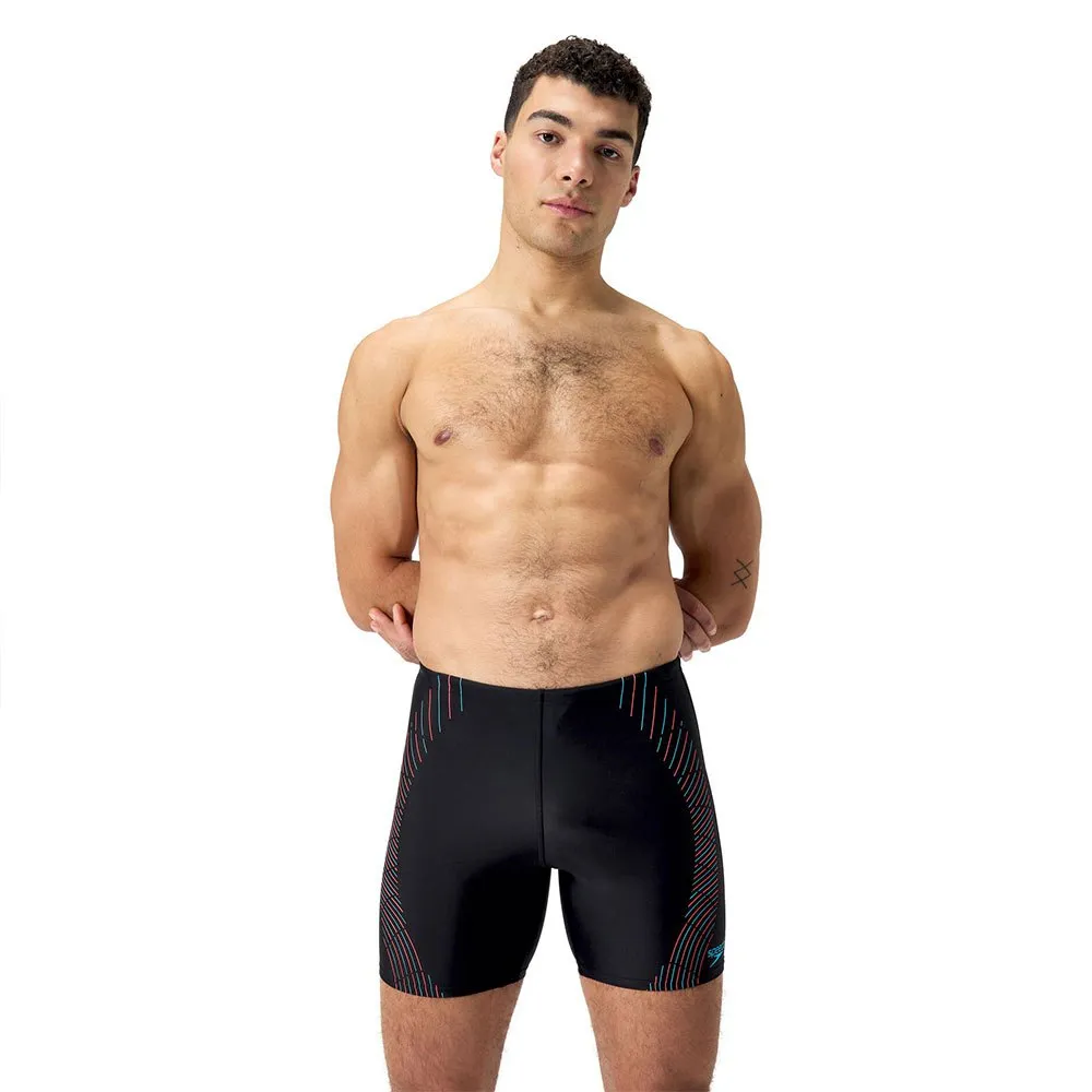 Speedo Duo Logo Print Mid Jammer male, Black / mandarin peel / dark teal