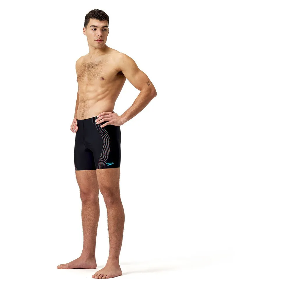 Speedo Duo Logo Print Mid Jammer male, Black / mandarin peel / dark teal