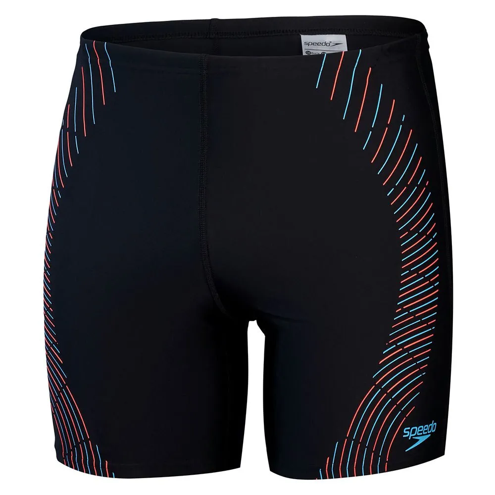 Speedo Duo Logo Print Mid Jammer male, Black / mandarin peel / dark teal