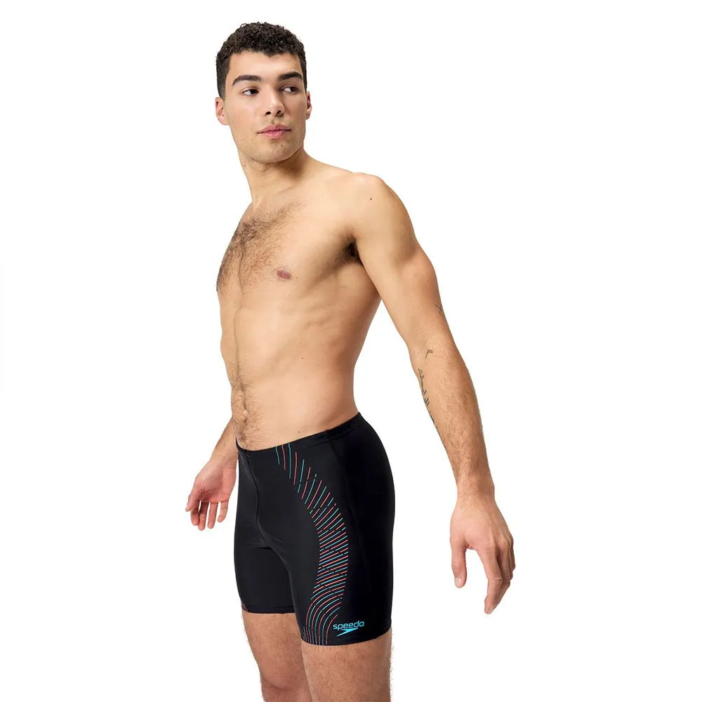 Speedo Duo Logo Print Mid Jammer male, Black / mandarin peel / dark teal