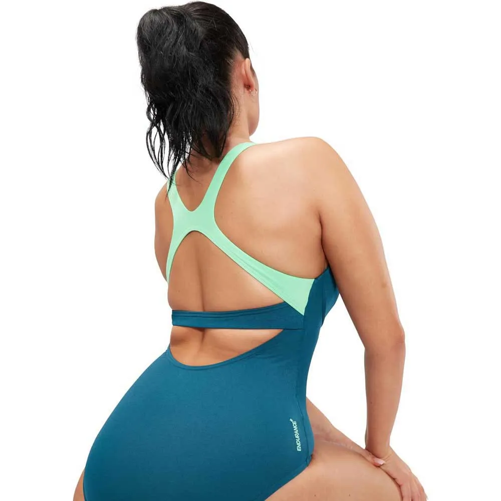 Speedo Flex Band With Integrated Swim Bra Baddräkt female, Dark teal / harlequin green, BD Speedo Flex Band With Integrated Swim Bra Baddräkt female, Dark teal / harlequin green, BD