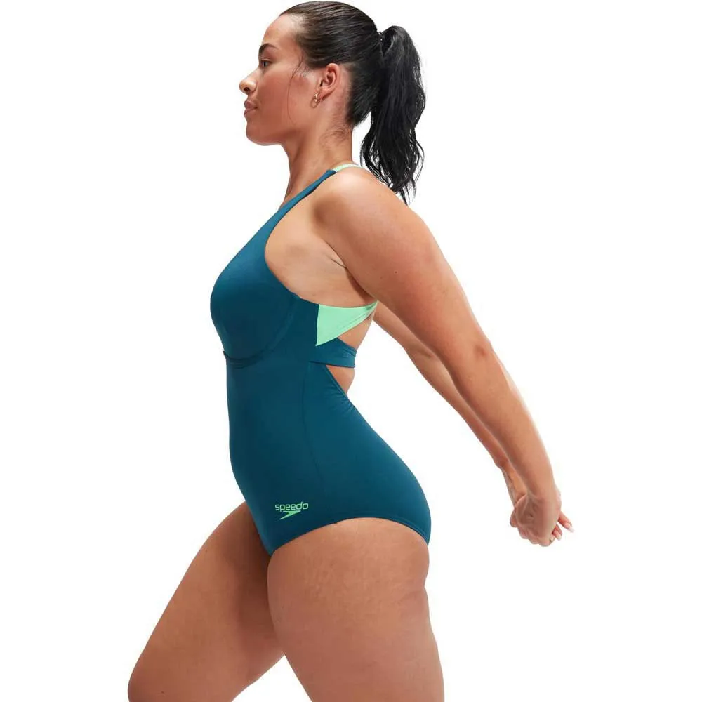 Speedo Flex Band With Integrated Swim Bra Baddräkt female, Dark teal / harlequin green, BD Speedo Flex Band With Integrated Swim Bra Baddräkt female, Dark teal / harlequin green, BD