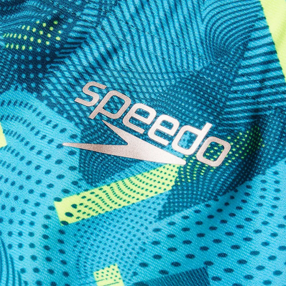 Speedo Geo Stripe V 17 Cm Club Training Allover Badbyxor Boxer male, Nordic teal / adriatic / fluo yellow