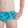 Speedo Geo Stripe V 17 Cm Club Training Allover Badbyxor Boxer male, Nordic teal / adriatic / fluo yellow