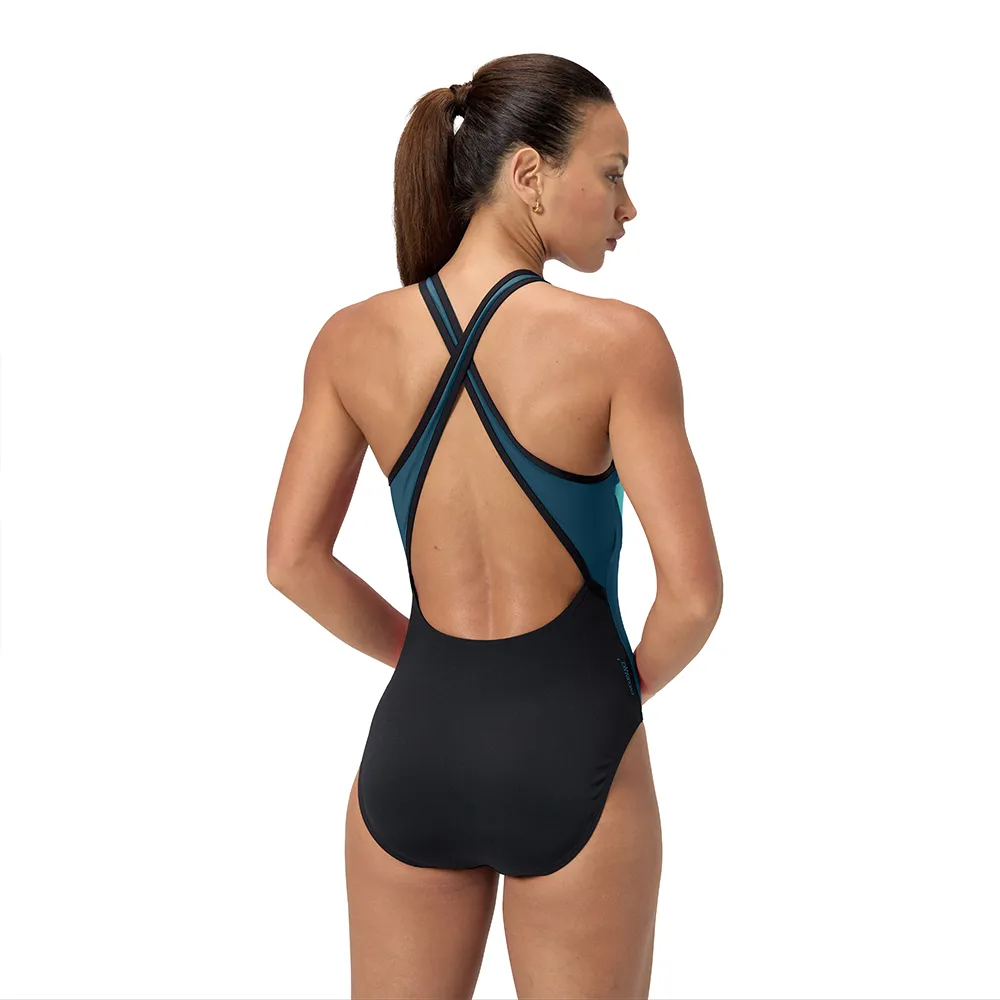 Speedo High Neck Splice Cross Back Baddräkt female Speedo High Neck Splice Cross Back Baddräkt female