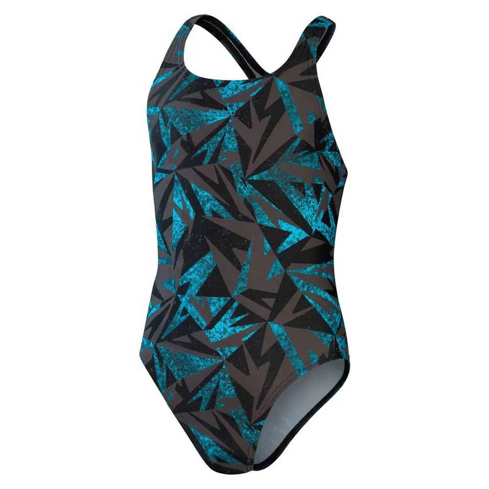 Speedo Hyper Boom Allover Medalist Baddräkt female, Black / bolt / dove grey, 5-6Y