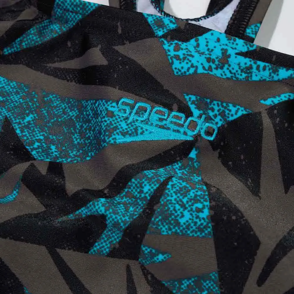 Speedo Hyper Boom Allover Medalist Baddräkt female, Black / bolt / dove grey, 5-6Y