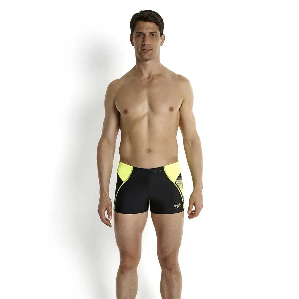Speedo Logo Panel Badbyxor Boxer male, Black / fluo yellow