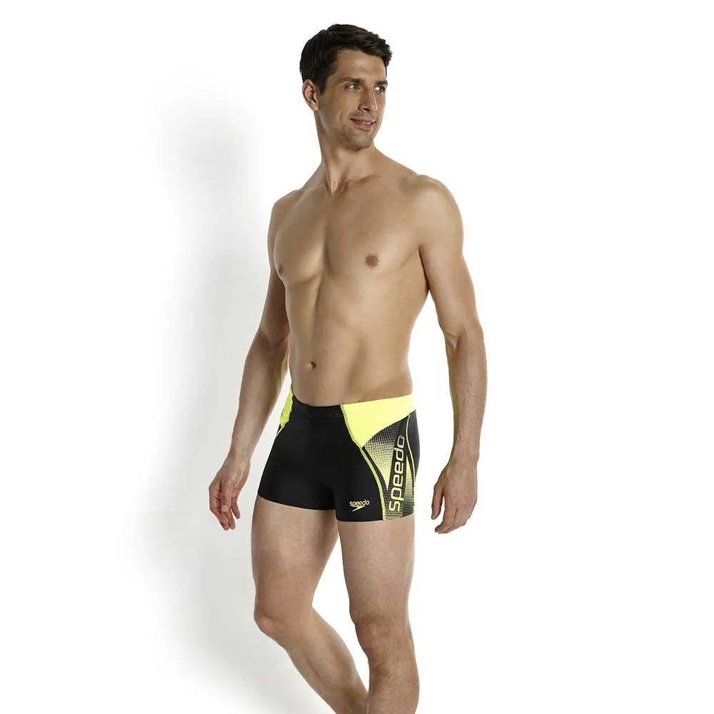 Speedo Logo Panel Badbyxor Boxer male, Black / fluo yellow