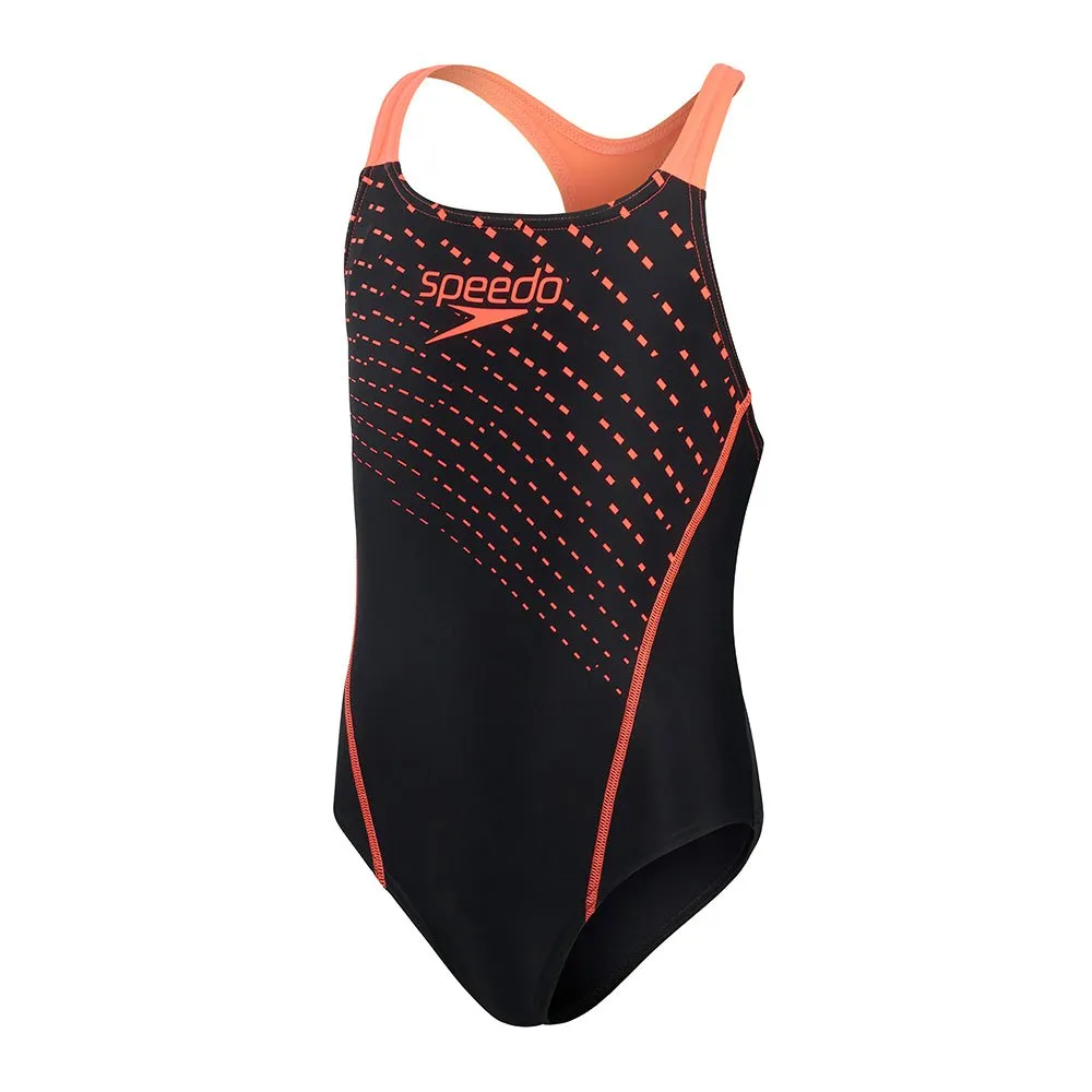 Speedo Medley Logo Medalist Eco Enduraflex Baddräkt female, Black / siren red, 5-6Y