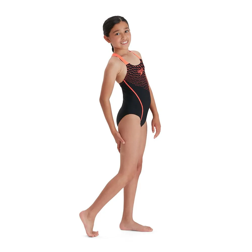 Speedo Medley Logo Medalist Eco Enduraflex Baddräkt female, Black / siren red, 5-6Y