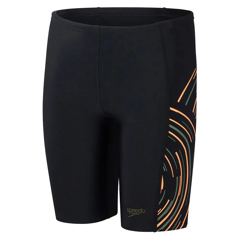 Speedo Plastisol Placement Jammer male, Black / nectarine / country green, 9-10Y