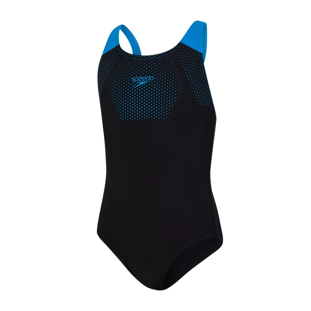 Speedo Tech Placement Muscleback Baddräkt female, Black / pool, 5-6Y