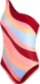 Speedo Women's Printed Asymmetric 1 Piece, Oxblood/Coral, 32