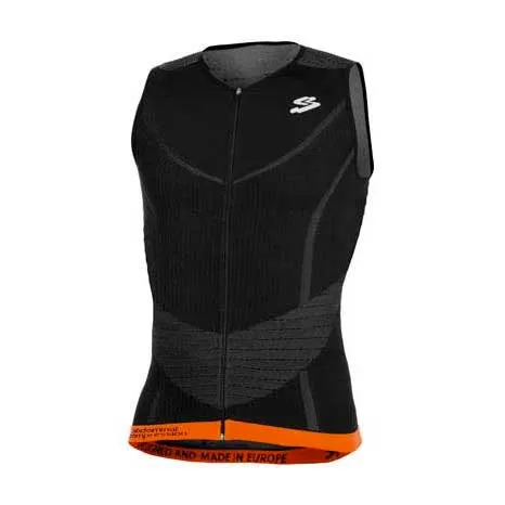 Spiuk Long Distance ärmlös Triathlontröja, Black / orange, XS/S