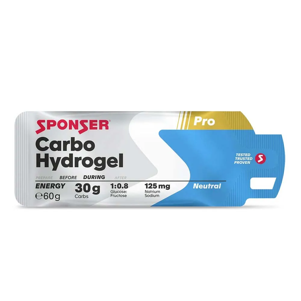 SPONSER Carbo Hydrogel Låda Med Energigeler Neutral Smak 60g 20 Enheter, White / blue, One Size