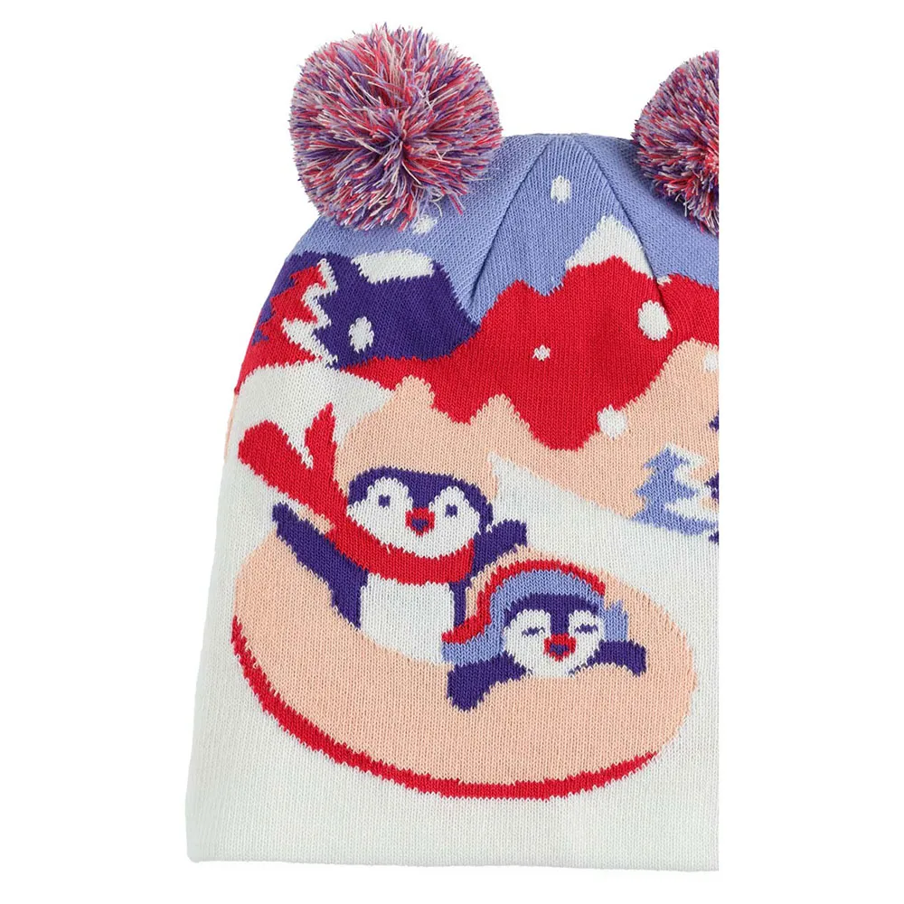 Spyder Bitsy Penguin Double Pom Mössa, Multi, M/L