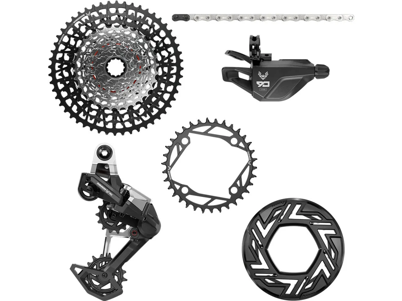 SRAM Eagle 90 T-Type E-MTB Gruppe 1x12-fach, Black / silver, 34t, 10-52t SRAM Eagle 90 T-Type E-MTB Gruppe 1x12-fach, Black / silver, 34t, 10-52t