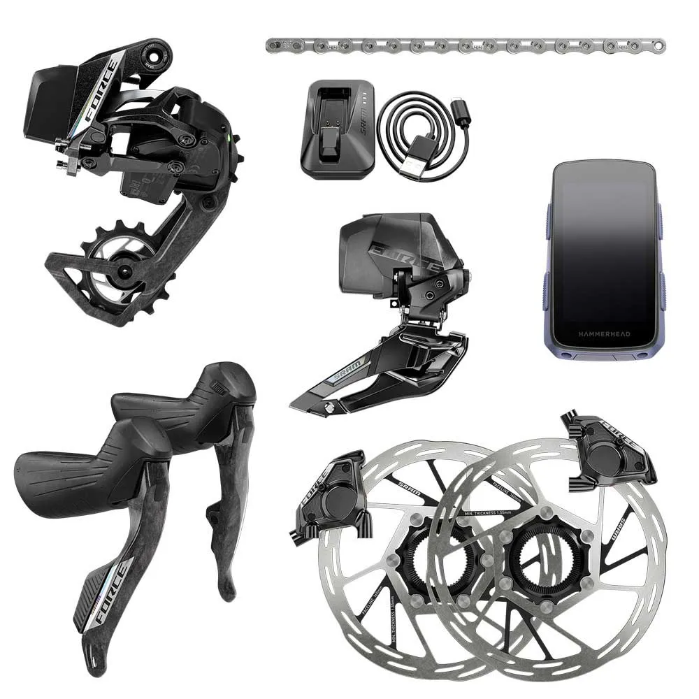 SRAM Force AXS HRD 2x12 Schaltgruppenset + Hammerhead Karoo, Black, 36t