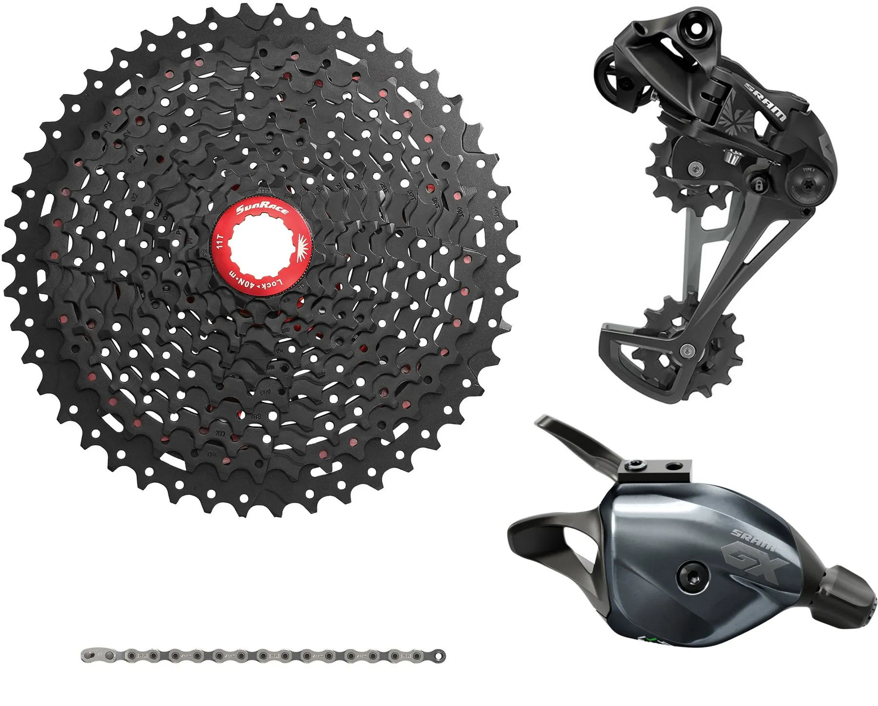 SRAM /Sunrace 12-Speed Grupp till alm. body 11-50T Svart/Grå SRAM /Sunrace 12-Speed Grupp till alm. body 11-50T Svart/Grå