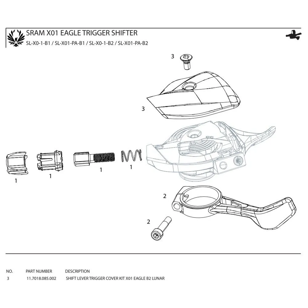 SRAM X01 Eagle B2 Lunar/black Shift Lever Trigger Cover Kit Täcklock SRAM X01 Eagle B2 Lunar/black Shift Lever Trigger Cover Kit Täcklock
