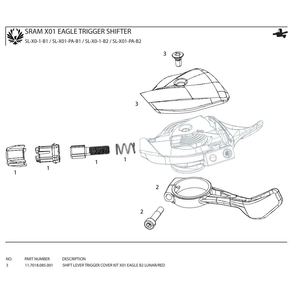SRAM X01 Eagle B2 Lunar/red Shift Lever Trigger Cover Kit Täcklock, Black, One Size SRAM X01 Eagle B2 Lunar/red Shift Lever Trigger Cover Kit Täcklock, Black, One Size
