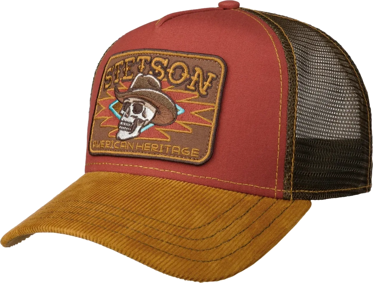 Stetson Cowboy Skull Trucker Cap, Cognac Stetson Cowboy Skull Trucker Cap, Cognac