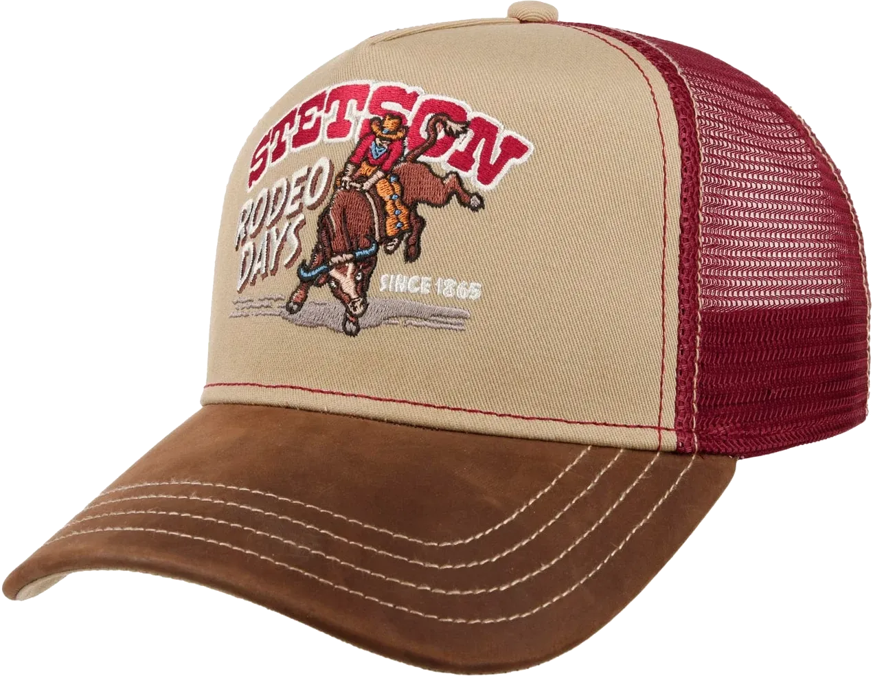 Stetson Rodeo Days Trucker Cap, Beige/Red Stetson Rodeo Days Trucker Cap, Beige/Red