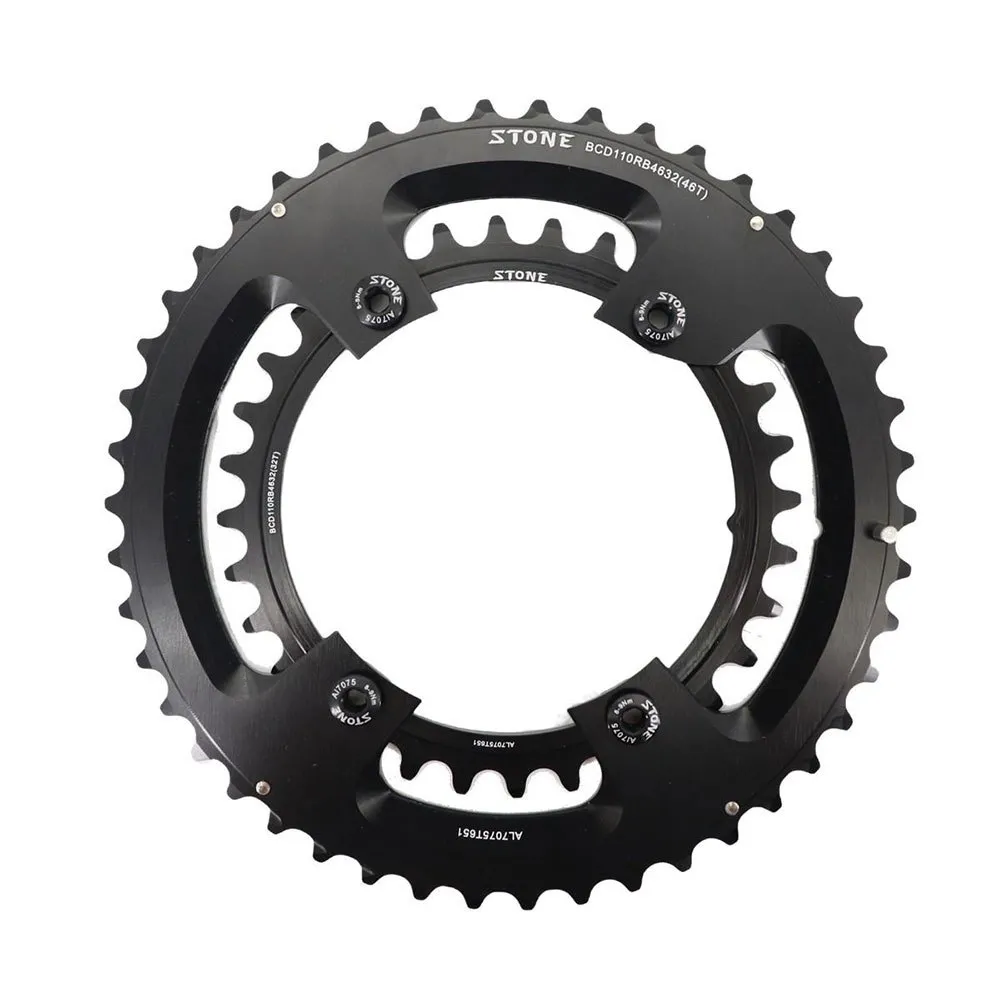 Stone Shimano 2x/sram Flat Top 110 Bcd Kedjehjul, Black, 48-33t