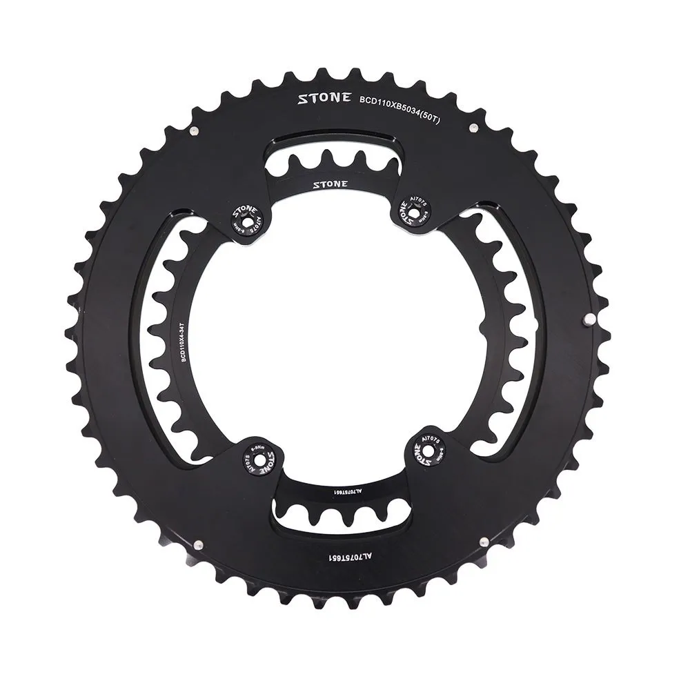 Stone Shimano Road Fc 2x/rotor 4x 110 Bcd Kedjehjul, Black, 50-34t