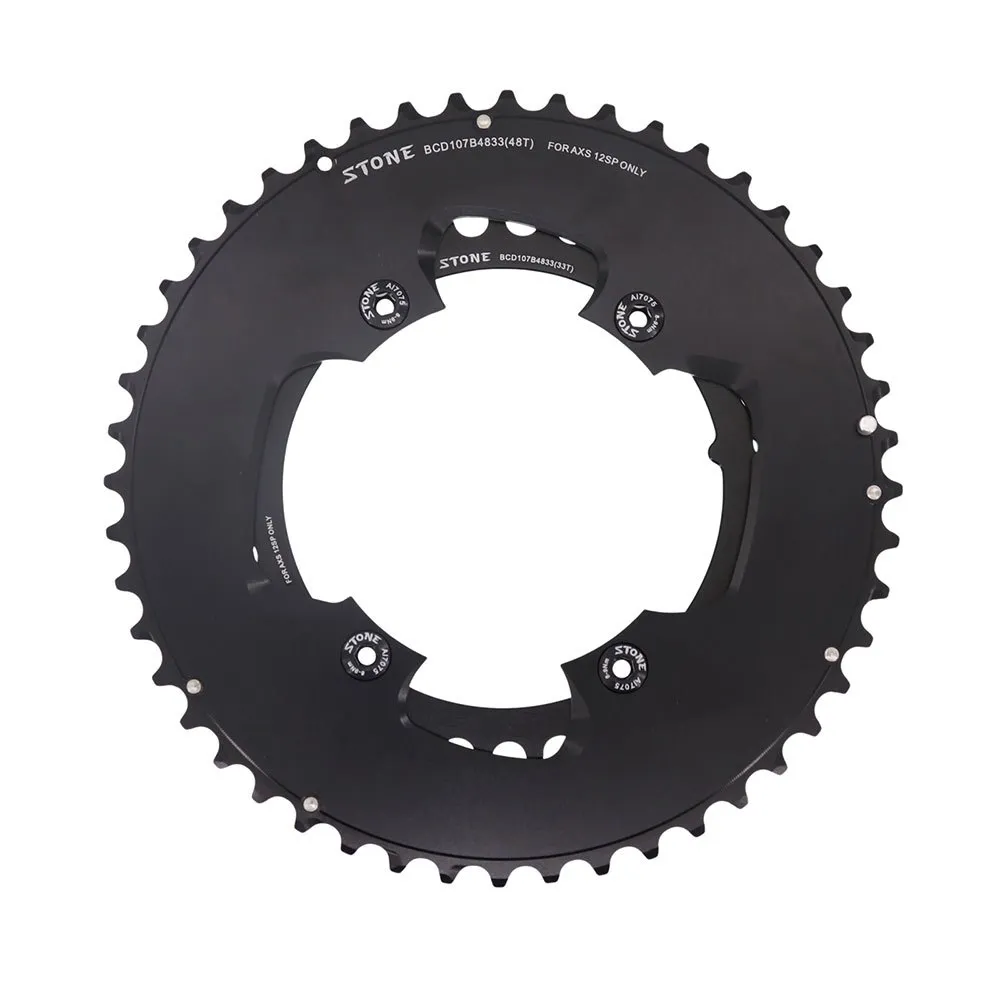 Stone Sram Force 2x Flat Top 107 Bcd Kedjehjul, Black, 46-33t