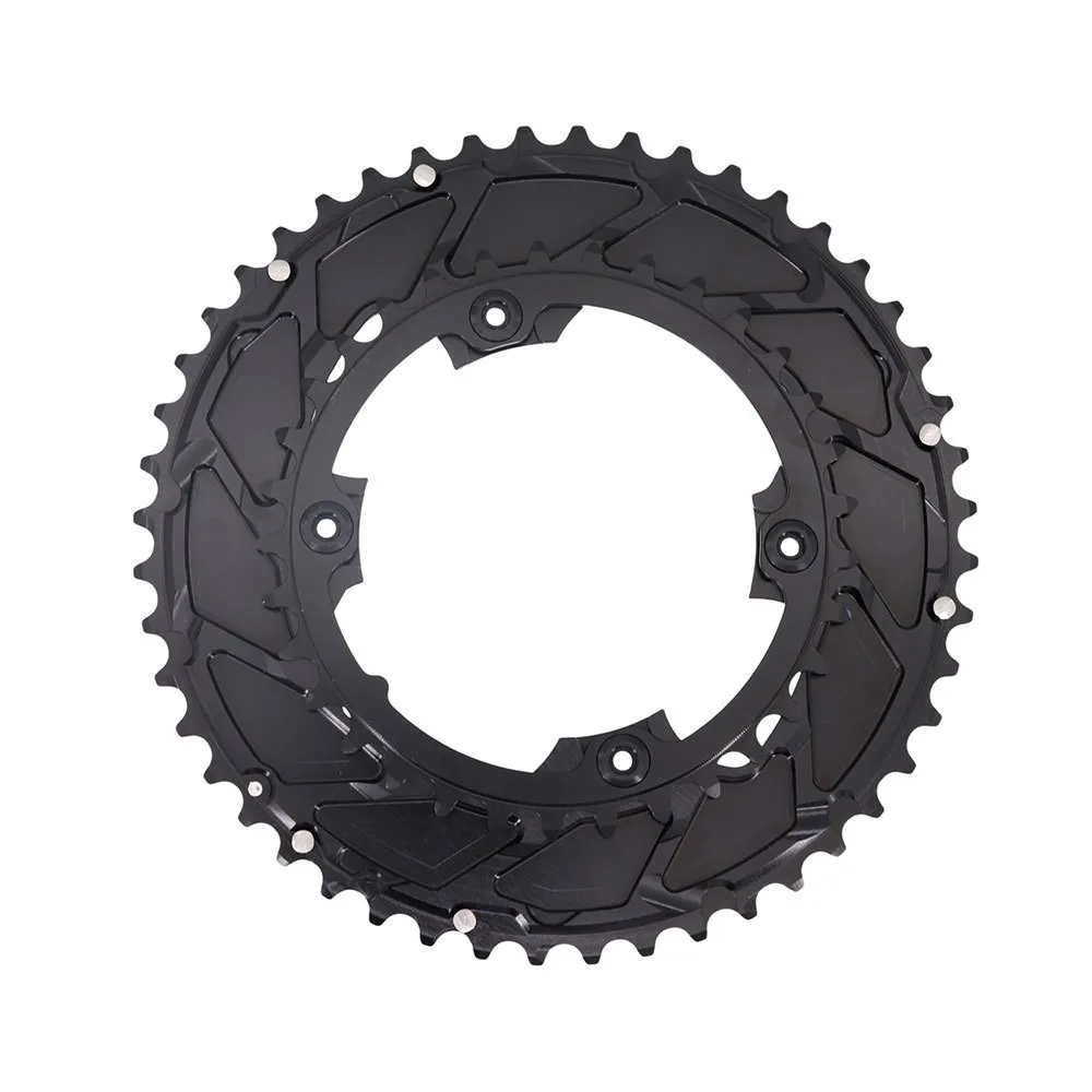 Stone Sram Force 2x Flat Top 107 Bcd Kedjehjul Refurbished, Black, 46-33t