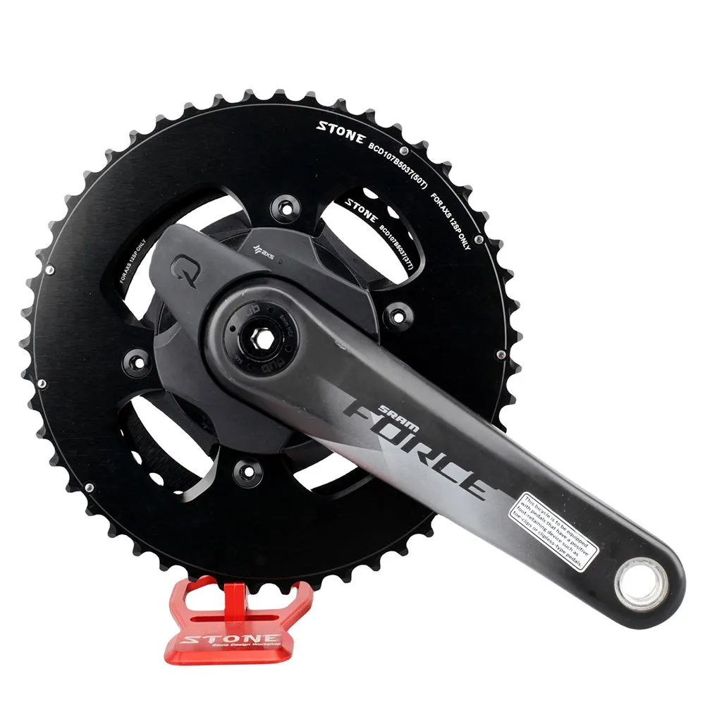 Stone Sram Force 2x Flat Top 107 Bcd Kedjehjul Refurbished, Black, 46-33t