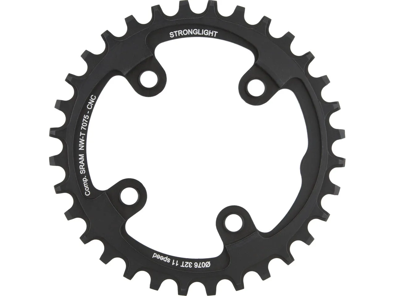 STRONGLIGHT Kettenblatt SRAM XX1 11-fach, 4-Arm, 76 mm Lochkreis, Black, 32t