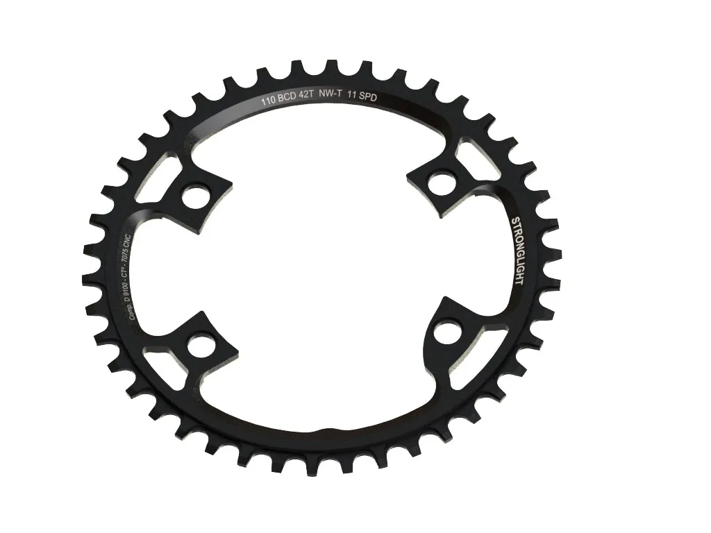 STRONGLIGHT Singlespeed Drev 44TØ110 Asymmetrisk 4 Hål, Svart STRONGLIGHT Singlespeed Drev 44TØ110 Asymmetrisk 4 Hål, Svart